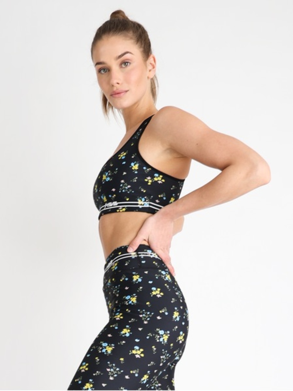 Adam Selman Cross-Back Floral Sports Bra